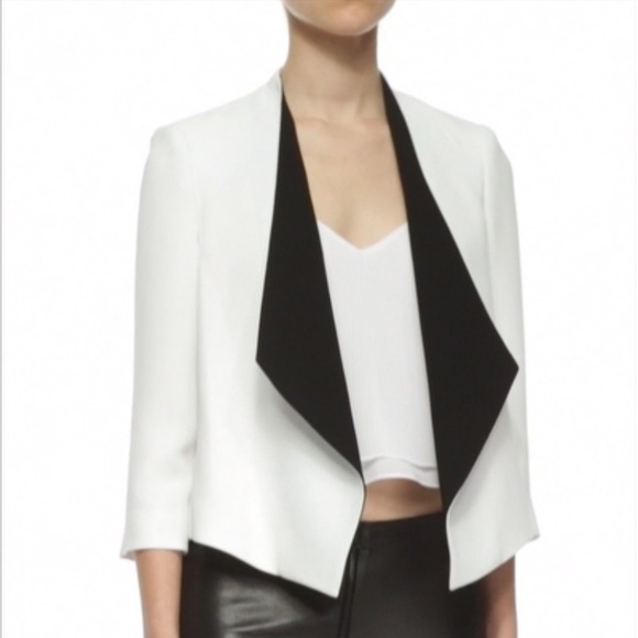 Alice + Olivia Jackets & Blazers - Oliver Draped Jacket, Cream/Black